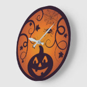 Kürbisgesicht und Spinne der Kürbislaterne Hallowe Große Wanduhr (Winkel)