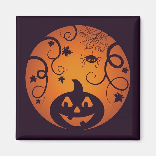 Kürbisgesicht und Spinne der Kürbislaterne Hallowe Magnet (Vorne)