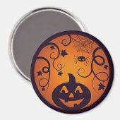 Kürbisgesicht und Spinne der Kürbislaterne Hallowe Magnet (Vorderseite/Rückseite)