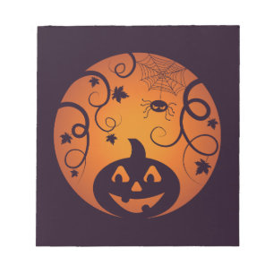 Kürbisgesicht und Spinne der Kürbislaterne Hallowe Notizblock
