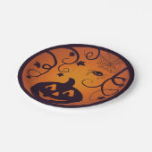 Kürbisgesicht und Spinne der Kürbislaterne Hallowe Pappteller (Schrägansicht)
