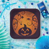 Kürbisgesicht und Spinne der Kürbislaterne Hallowe Pappteller (Party)