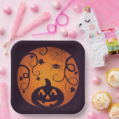Kürbisgesicht und Spinne der Kürbislaterne Hallowe Pappteller (Party)
