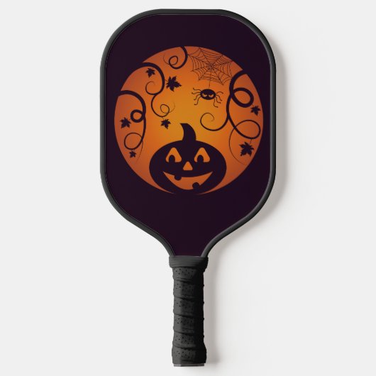 Kürbisgesicht und Spinne der Kürbislaterne Hallowe Pickleball Schläger (Vorderseite)