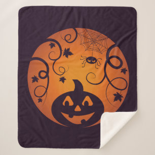 Kürbisgesicht und Spinne der Kürbislaterne Hallowe Sherpadecke