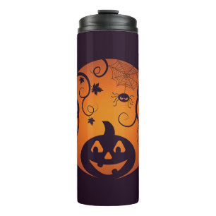 Kürbisgesicht und Spinne der Kürbislaterne Hallowe Thermosbecher