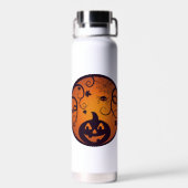 Kürbisgesicht und Spinne der Kürbislaterne Hallowe Trinkflasche (Rückseite)