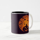 Kürbisgesicht und Spinne der Kürbislaterne Hallowe Zweifarbige Tasse (VorderseiteRechts)