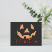 Kürbisgesicht zu Halloween Postkarte (Stehend Vorderseite)
