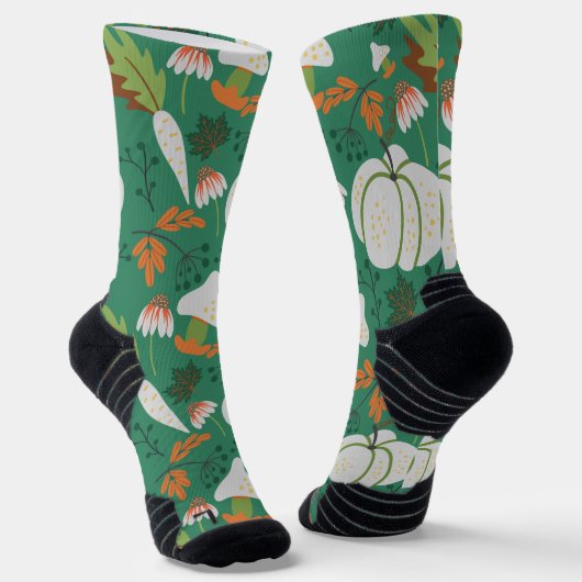 Kürbisgewächse, nahtlose Muster, Karotten und Pilz Socken (Gewinkelt)