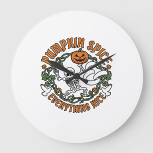 Kürbisgewürz Alles Schöne Halloween-Skelett V Große Wanduhr