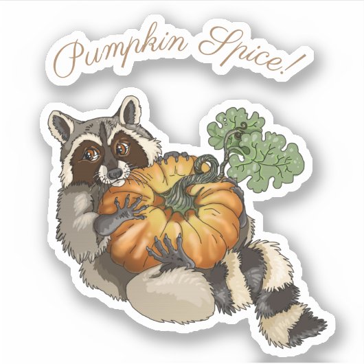 Kürbisgewürz! Auf einem Roll Pumpkin Raccoon Aufkleber (Vorderseite)