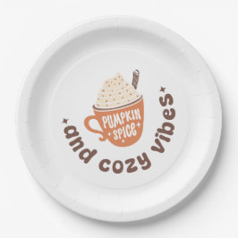Kürbisgewürz & Cozy Vibes  – Cute PSL Latte Herbst Pappteller