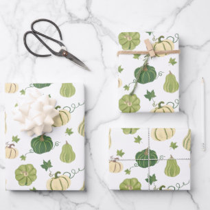 Kürbisgewürz Erntedank Halloween grün Geschenkpapier Set