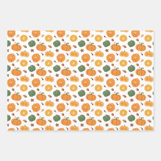 Kürbisgewürz Erntedank Halloween-Orangenwrappi Geschenkpapier Set (Vorderseite 3)