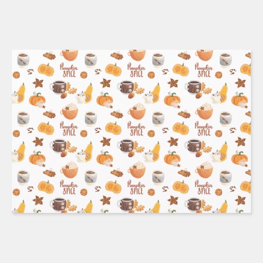 Kürbisgewürz Erntedank Halloween-Orangenwrappi Geschenkpapier Set (Vorderseite 2)
