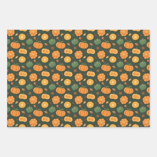 Kürbisgewürz Erntedank Halloween-Orangenwrappi Geschenkpapier Set (Vorderseite)