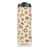 Kürbisgewürz Herbstmuster Name Herbst Kaffee Thermosbecher (Vorderseite)
