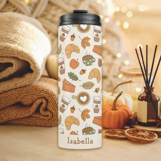 Kürbisgewürz Herbstmuster Name Herbst Kaffee Thermosbecher