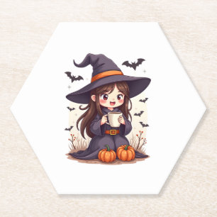 Kürbisgewürz-Hexe – Süßes Halloween-Kaffee-Shirt Untersetzer