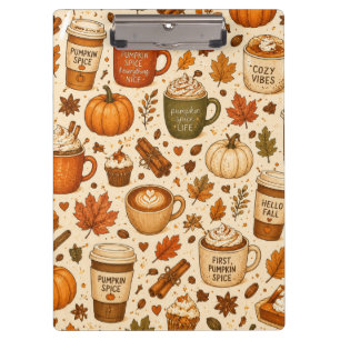 Kürbisgewürz-Kaffee-Herbstmuster Klemmbrett