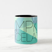 Kürbisgewürz Latte geometrische Design halloween Zweifarbige Tasse (Mittel)