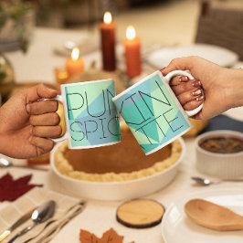 Kürbisgewürz Latte geometrische Design halloween Zweifarbige Tasse