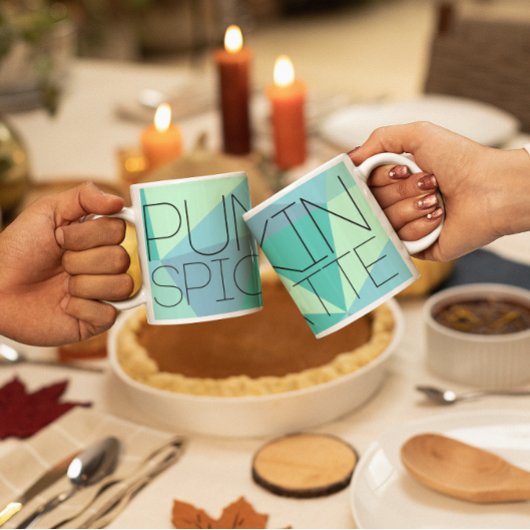 Kürbisgewürz Latte geometrische Design halloween Zweifarbige Tasse