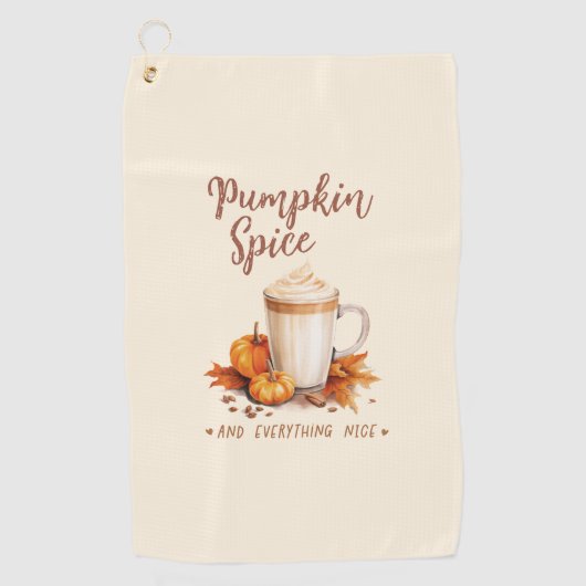 Kürbisgewürz - Latte & Herbstblätter Golfhandtuch (Vorderseite)
