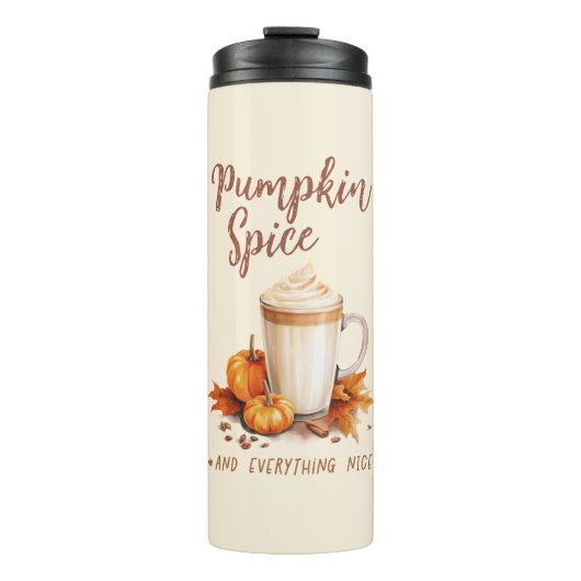 Kürbisgewürz - Latte & Herbstblätter Thermosbecher (Vorderseite)