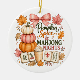 Kürbisgewürz Mahjong Nächte Keramik Ornament