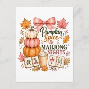 Kürbisgewürz Mahjong Nächte Postkarte