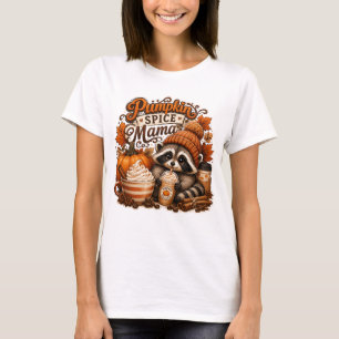 Kürbisgewürz-Mama-Herbst-Shirt, Süßer Waschbär Her T-Shirt