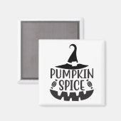Kürbisgewürz mit einer Jack-O-Lantern-Hexe Magnet (Vorderseite/Rückseite)