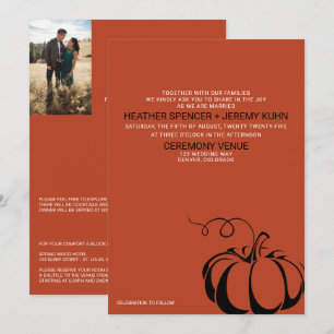 Kürbisgewürz mit QR-Code und Details Hochzeit Einladung