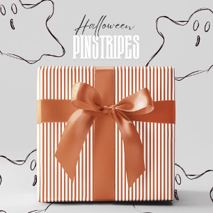 Kürbisgewürz Orange und Weiß gestreift Halloween Geschenkpapier