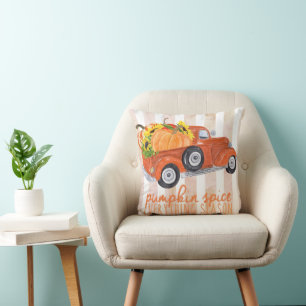 Kürbisgewürz-Saison Orange Lastwagen Kissen