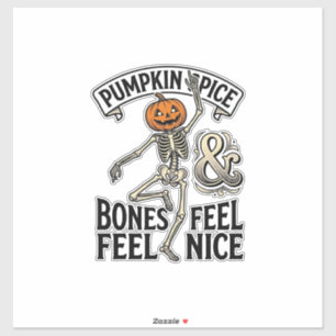 Kürbisgewürz-Skelett Vintage-Halloween-Tanz-Shi Aufkleber