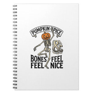 Kürbisgewürz-Skelett Vintage-Halloween-Tanz-Shi Notizblock
