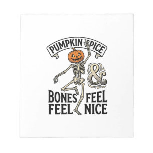Kürbisgewürz-Skelett Vintage-Halloween-Tanz-Shi Notizblock