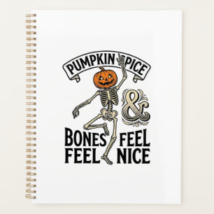Kürbisgewürz-Skelett Vintage-Halloween-Tanz-Shi Planer