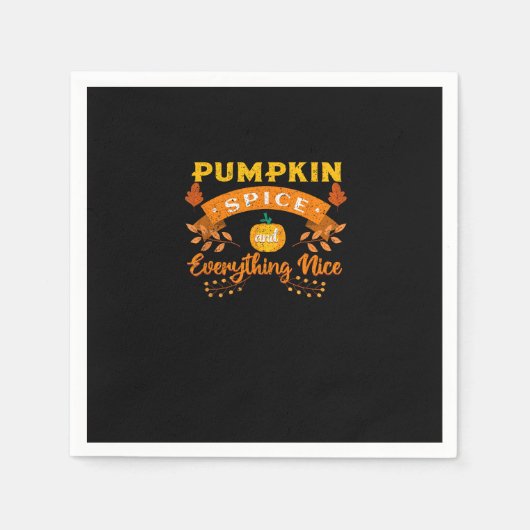 Kürbisgewürz und alles Gute Fall Kaffee Latte Serviette (Vorderseite)