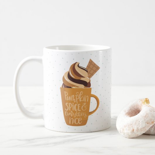 Kürbisgewürz und alles Gute Latte Kaffeetasse (Mit Donut)