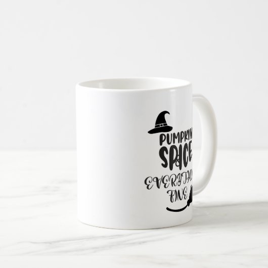 Kürbisgewürz und alles Gute mit Hexenhut Kaffeetasse (VorderseiteRechts)