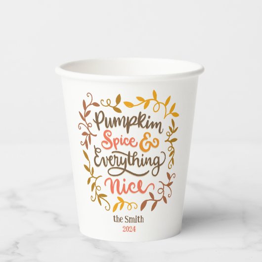 Kürbisgewürz und alles Gute Pappbecher (Vorderseite)