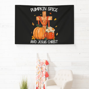 Kürbisgewürz und Jesus Christus Banner