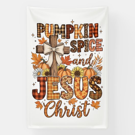 Kürbisgewürz und Jesus Christus Banner (Vertikal)