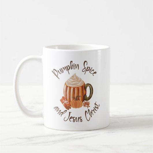 Kürbisgewürz und Jesus Christus Christlicher Herbs Kaffeetasse (Links)