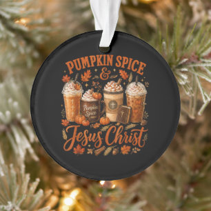 Kürbisgewürz und Jesus Christus Christlicher Herbs Ornament