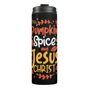 Kürbisgewürz und Jesus Christus Erntedank T-Shir Thermosbecher